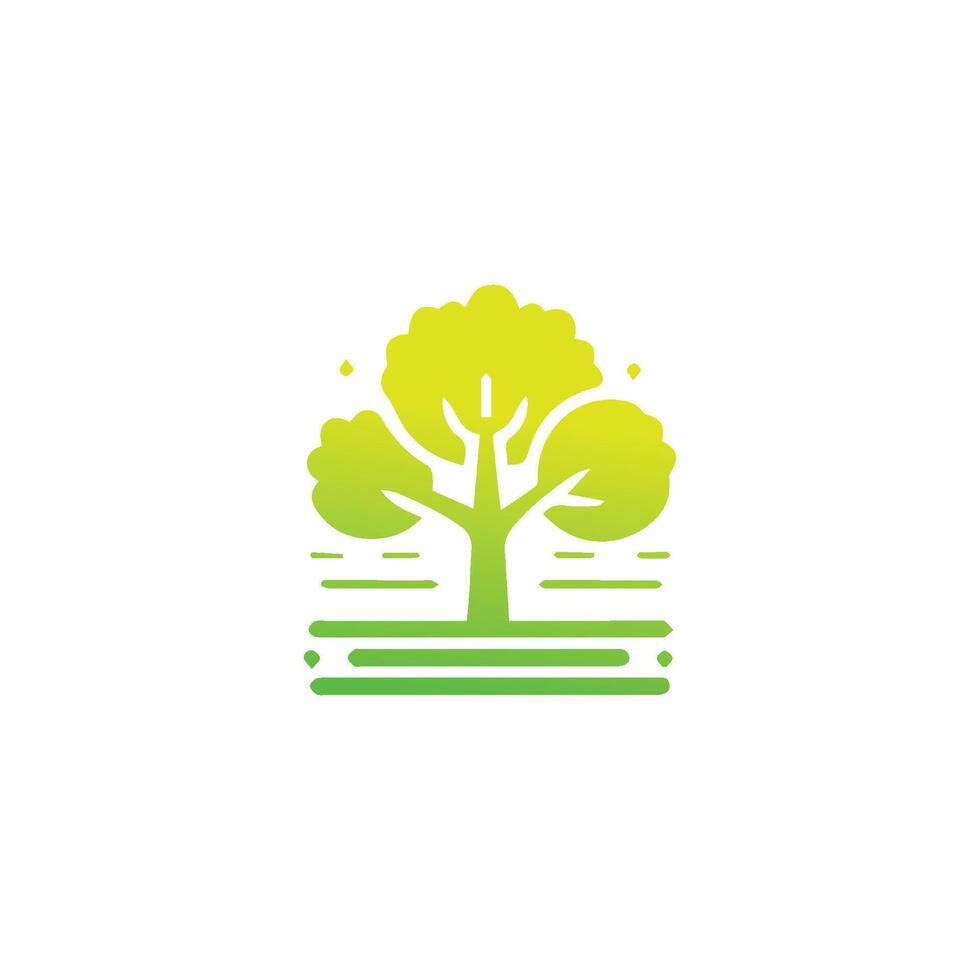 albero icona concetto di un' stilizzato albero con foglie, vettore illustrazione