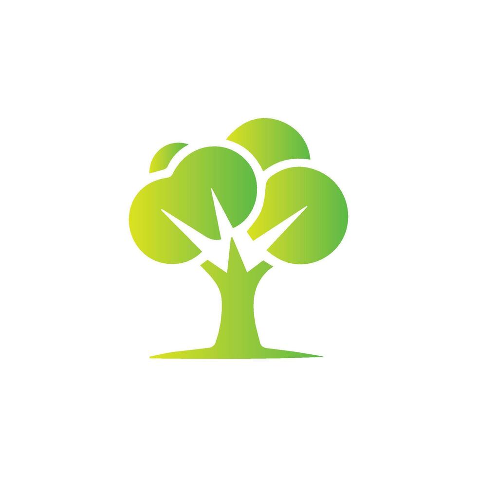 albero icona concetto di un' stilizzato albero con foglie, vettore illustrazione
