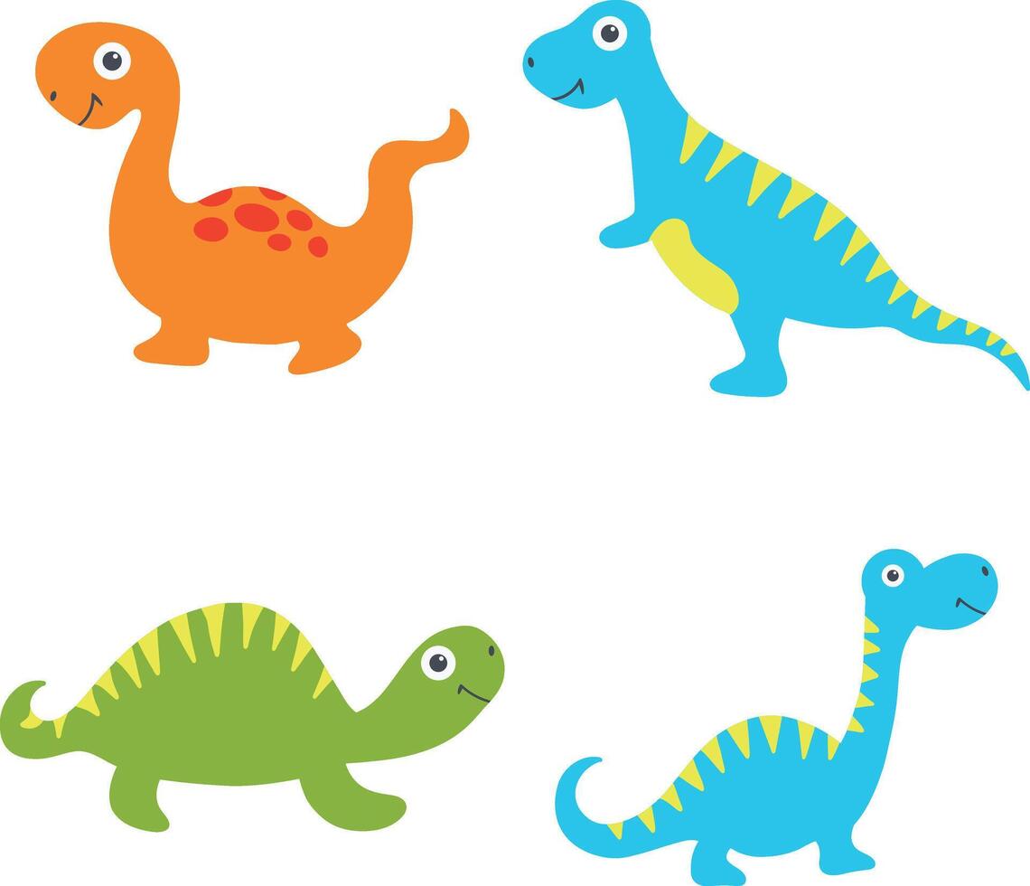 adorabile dinosauri illustrazione. isolato su bianca sfondo. piatto cartone animato stile. vettore