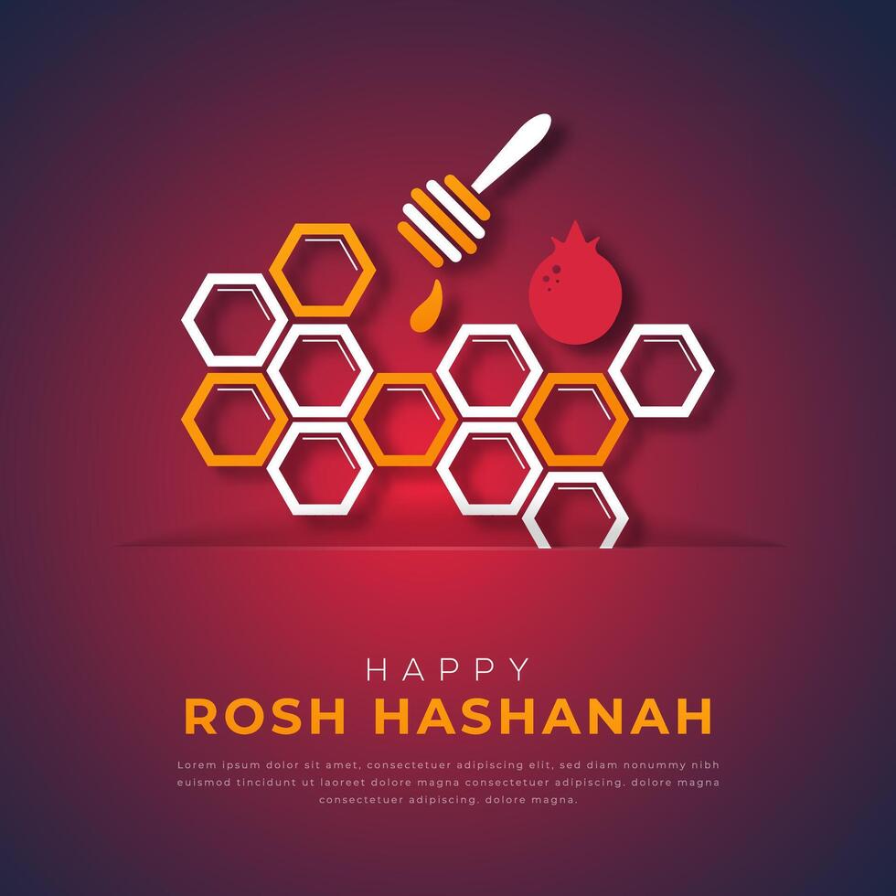 contento Rosh hashanah giorno carta tagliare stile vettore design illustrazione per sfondo, manifesto, striscione, pubblicità, saluto carta