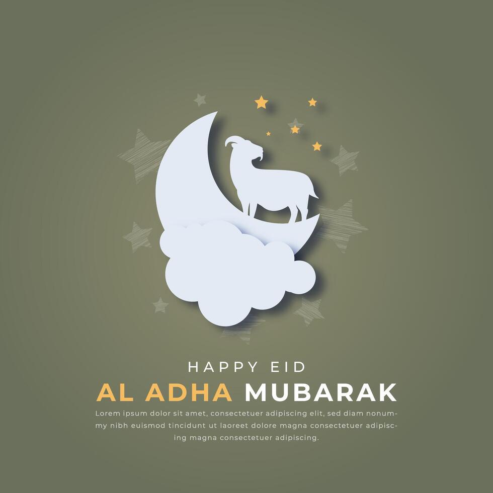 eid al adha mubarak carta tagliare stile vettore design illustrazione per sfondo, manifesto, striscione, pubblicità, saluto carta