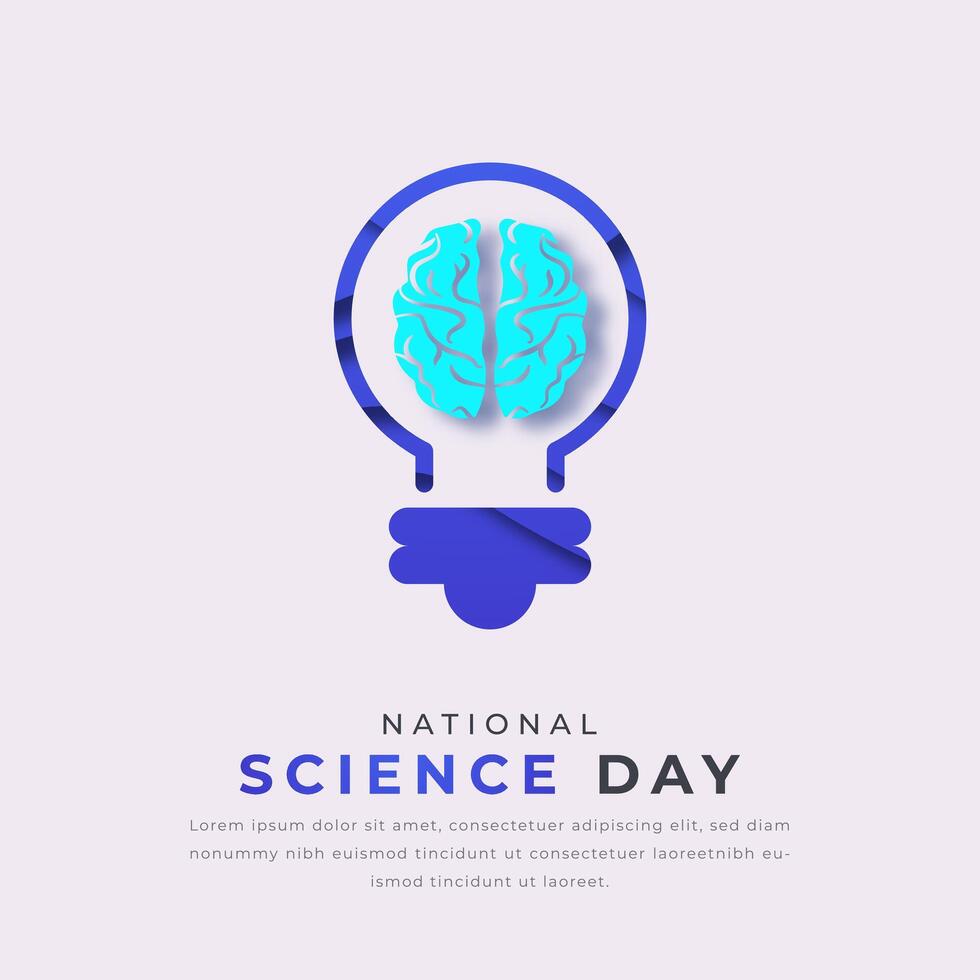 nazionale scienza giorno carta tagliare stile vettore design illustrazione per sfondo, manifesto, striscione, pubblicità, saluto carta