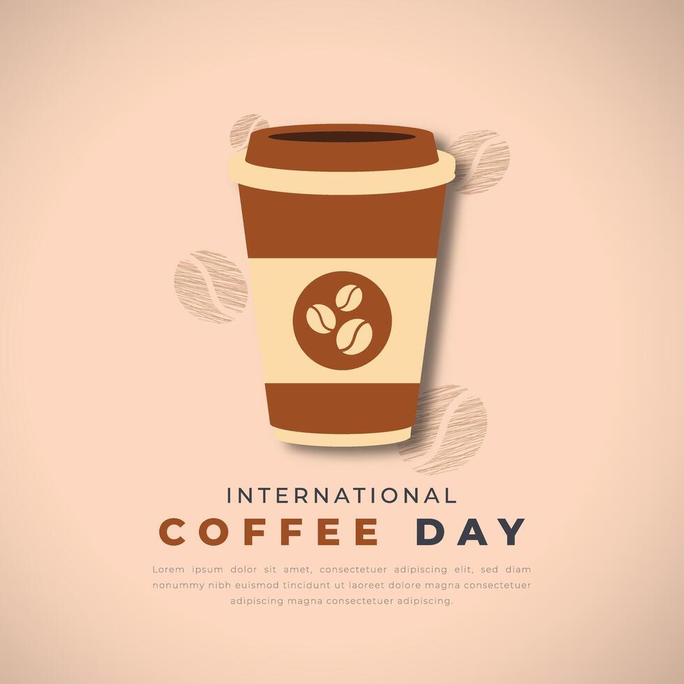internazionale caffè giorno carta tagliare stile vettore design illustrazione per sfondo, manifesto, striscione, pubblicità, saluto carta