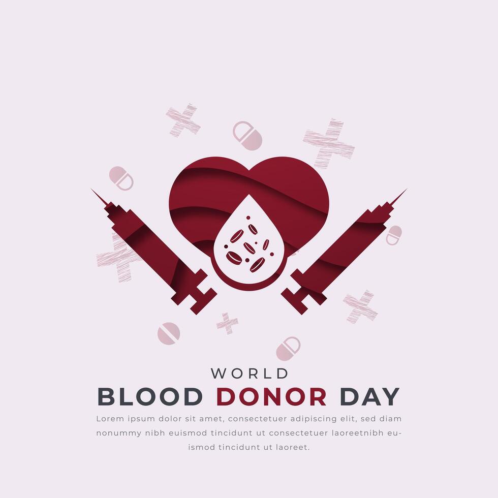 mondo sangue donatore giorno carta tagliare stile vettore design illustrazione per sfondo, manifesto, striscione, pubblicità, saluto carta