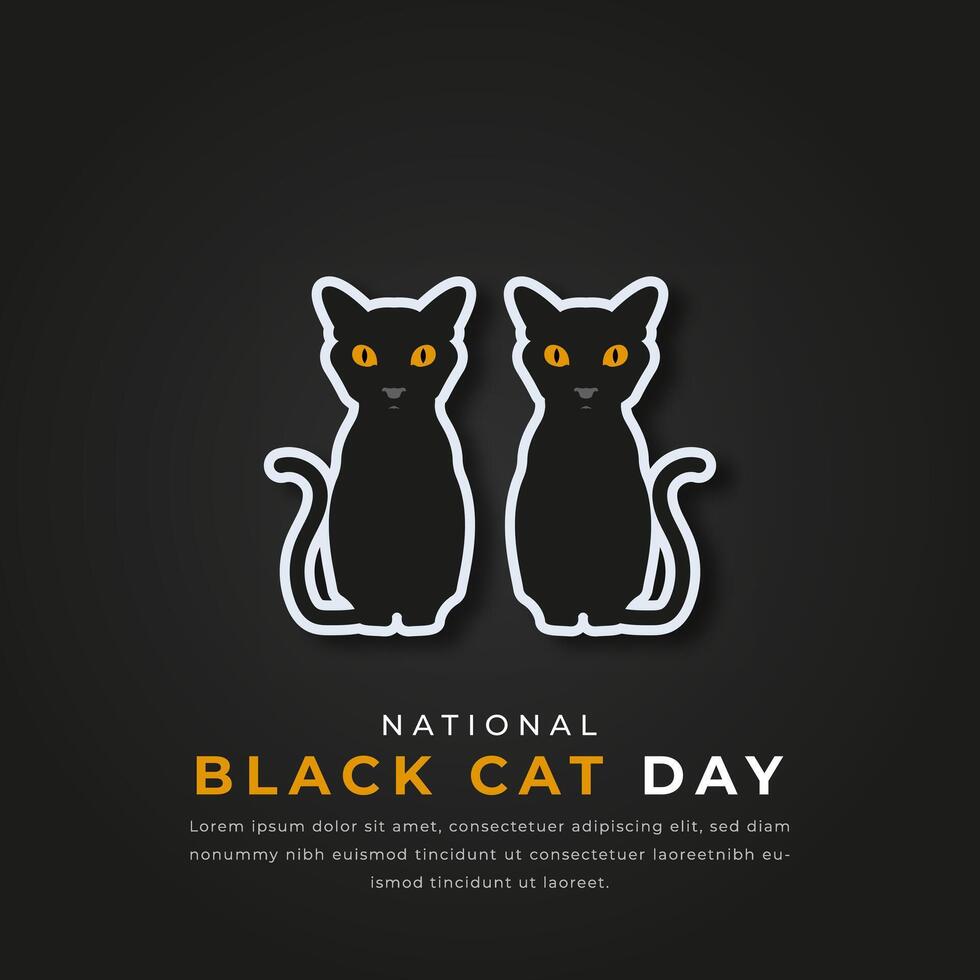 nazionale nero gatto giorno carta tagliare stile vettore design illustrazione per sfondo, manifesto, striscione, pubblicità, saluto carta