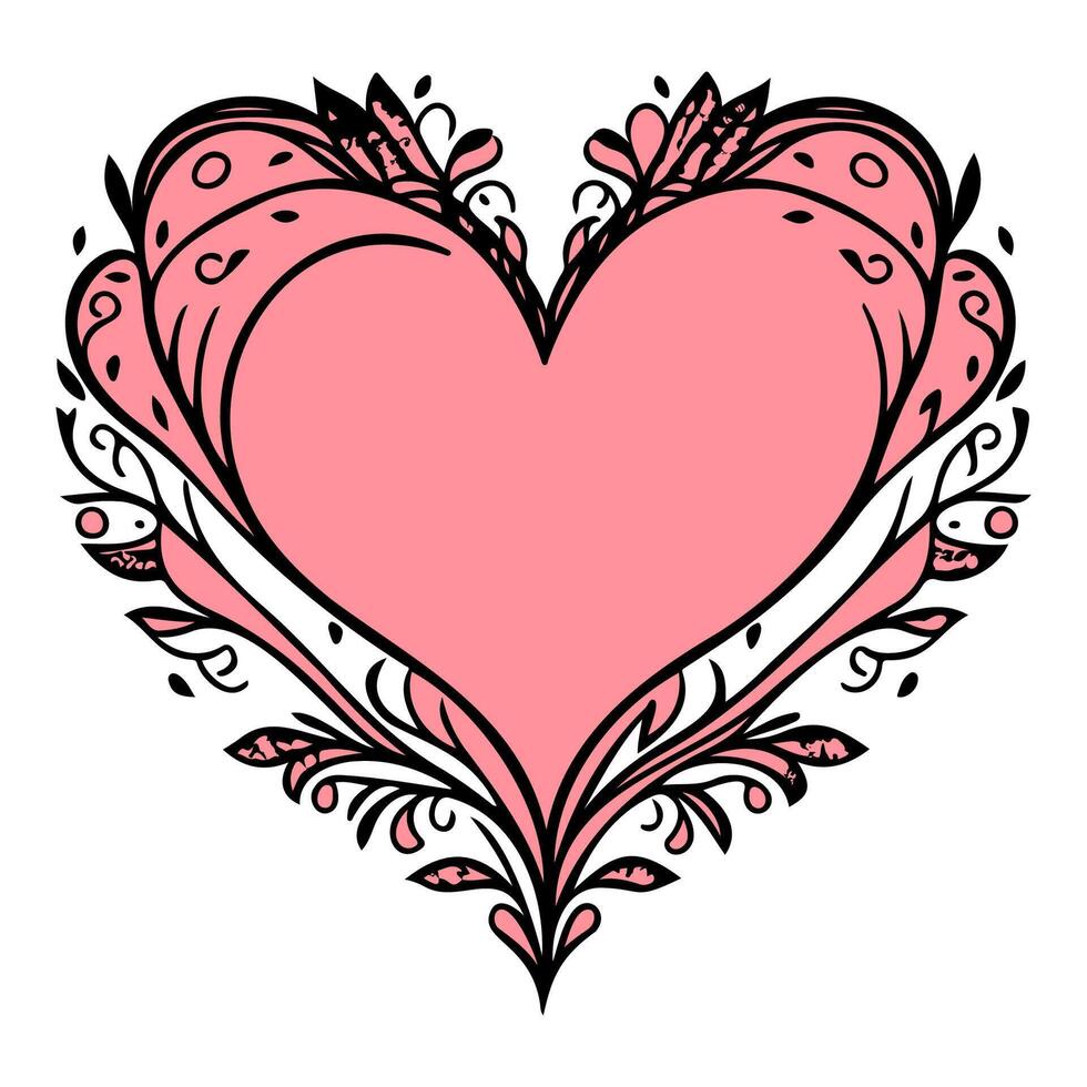 amore cuore ornamento fiore San Valentino illustrazione schizzo vettore