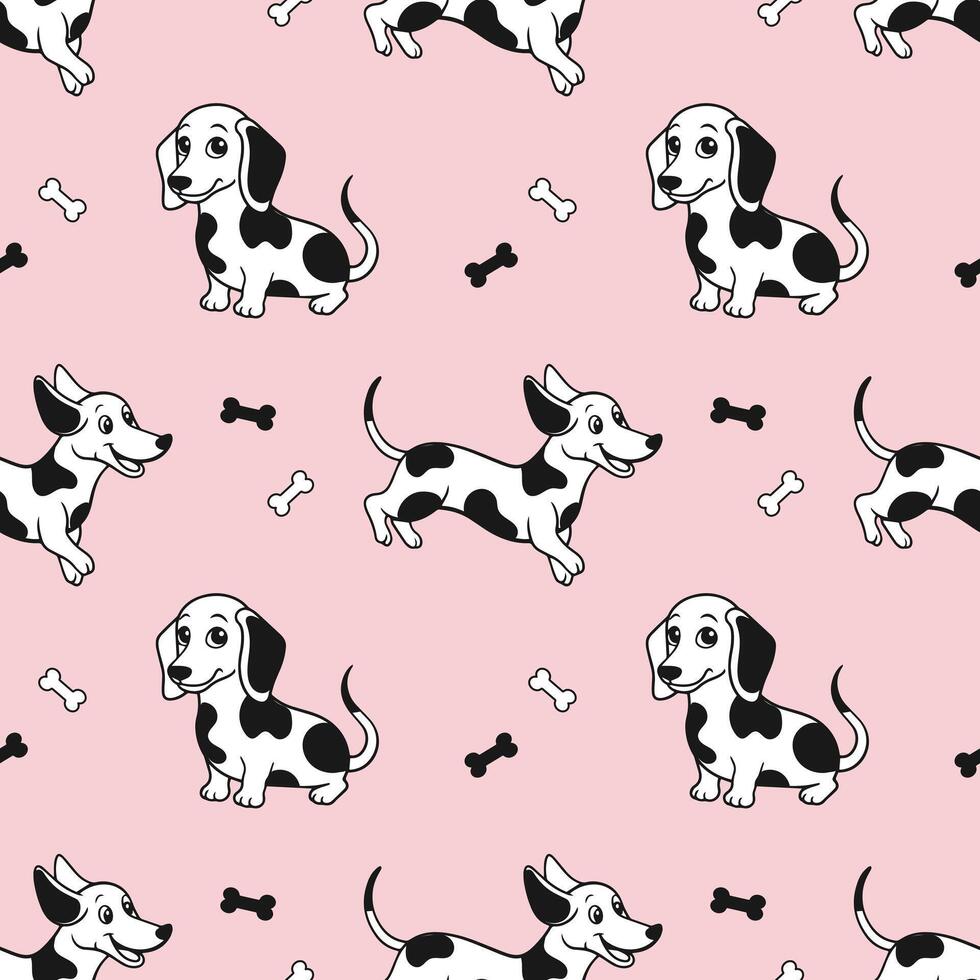 senza soluzione di continuità modello con carino cartone animato dalmata cani su un' leggero sfondo. vettore illustrazione.