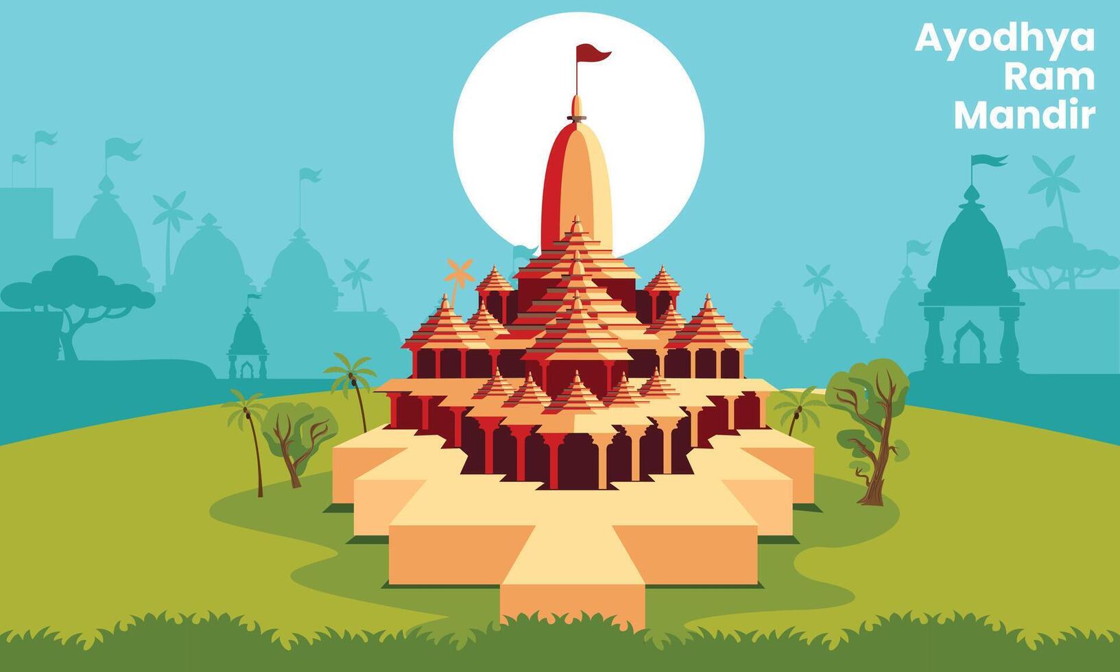 ayodhya città montone mandir, montone tempio, Piano vettore