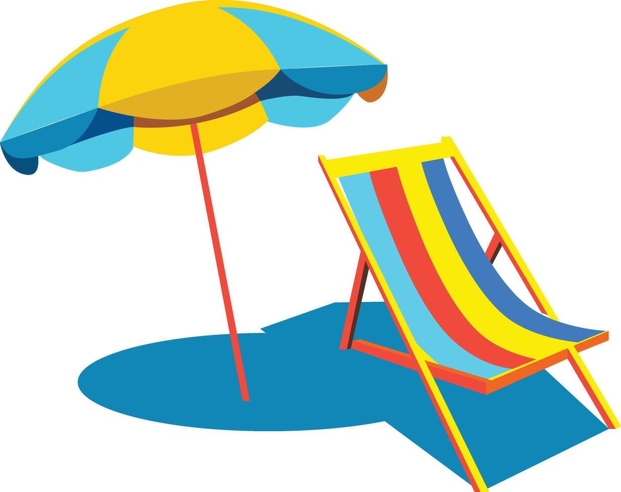 rilassante sedia e ombrello vettore illustrazione