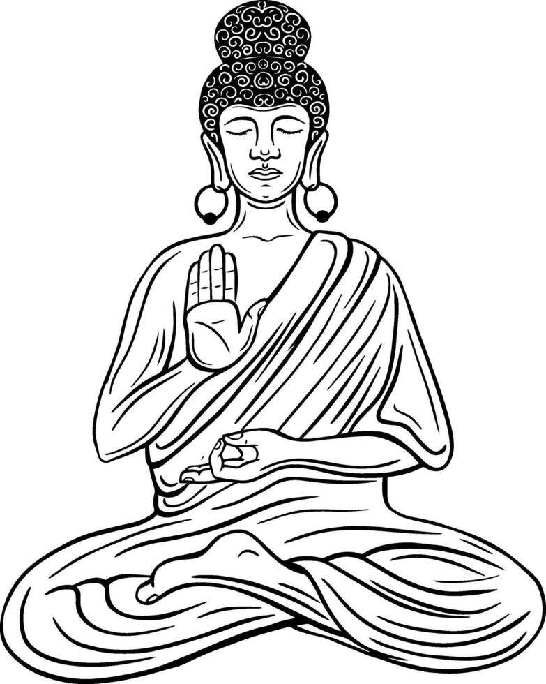 Budda nel meditazione mano disegnato vettore