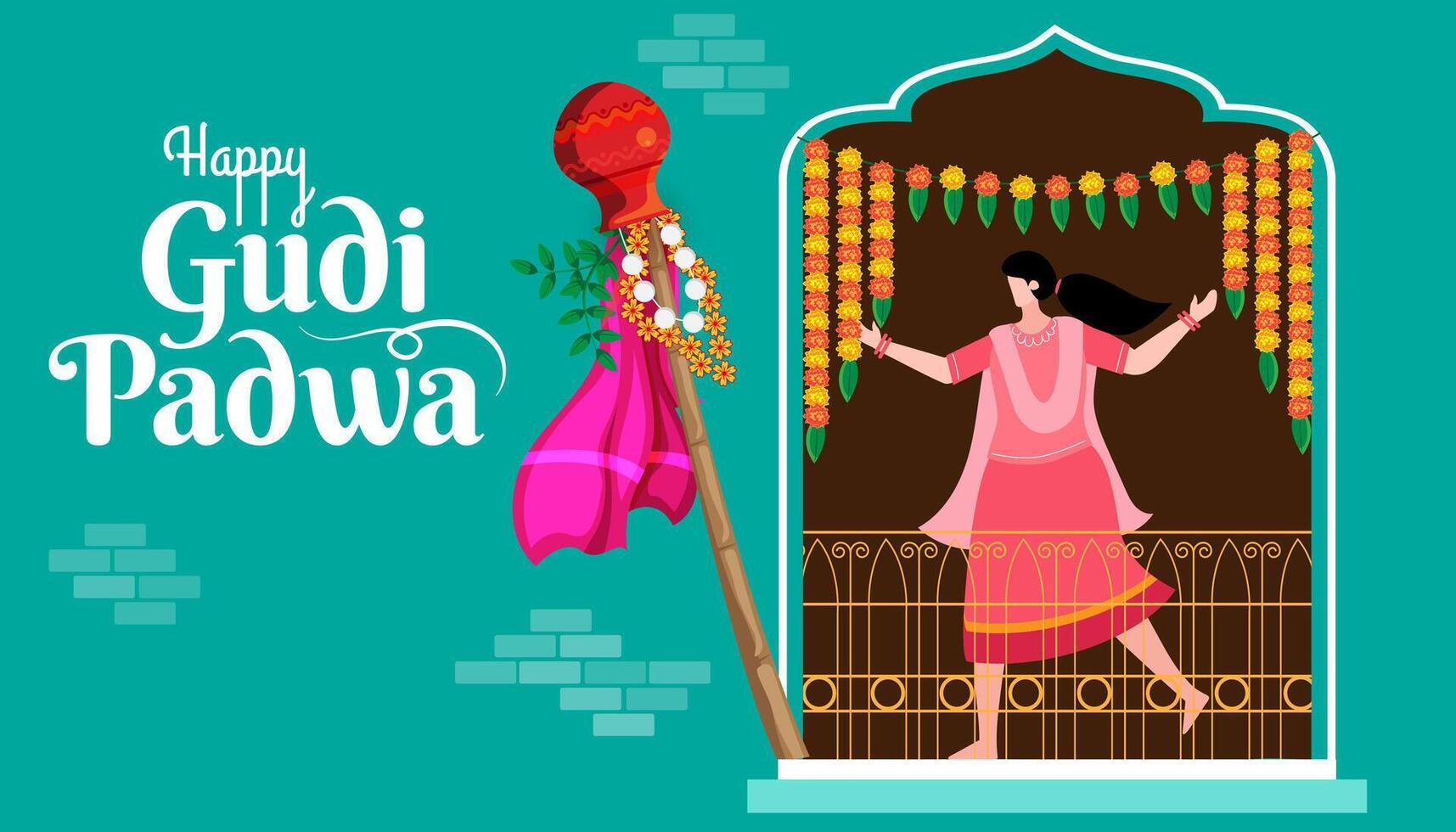 culturale marathi indù nuovo anno Festival Gudi Padwa celebrazione saluto sfondo vettore