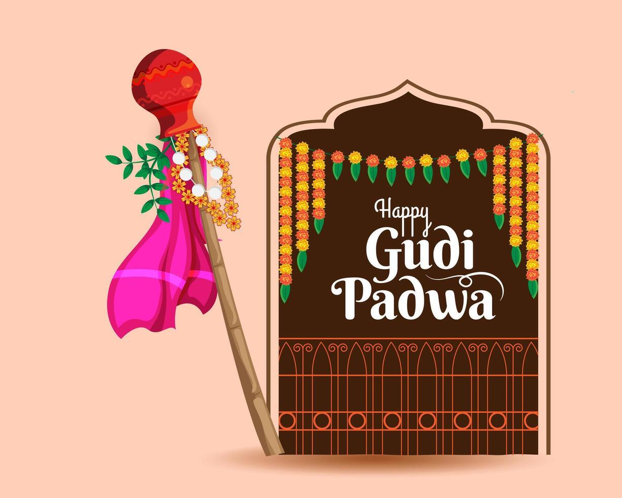 culturale indù nuovo anno Festival Gudi Padwa celebrazione saluto sfondo vettore