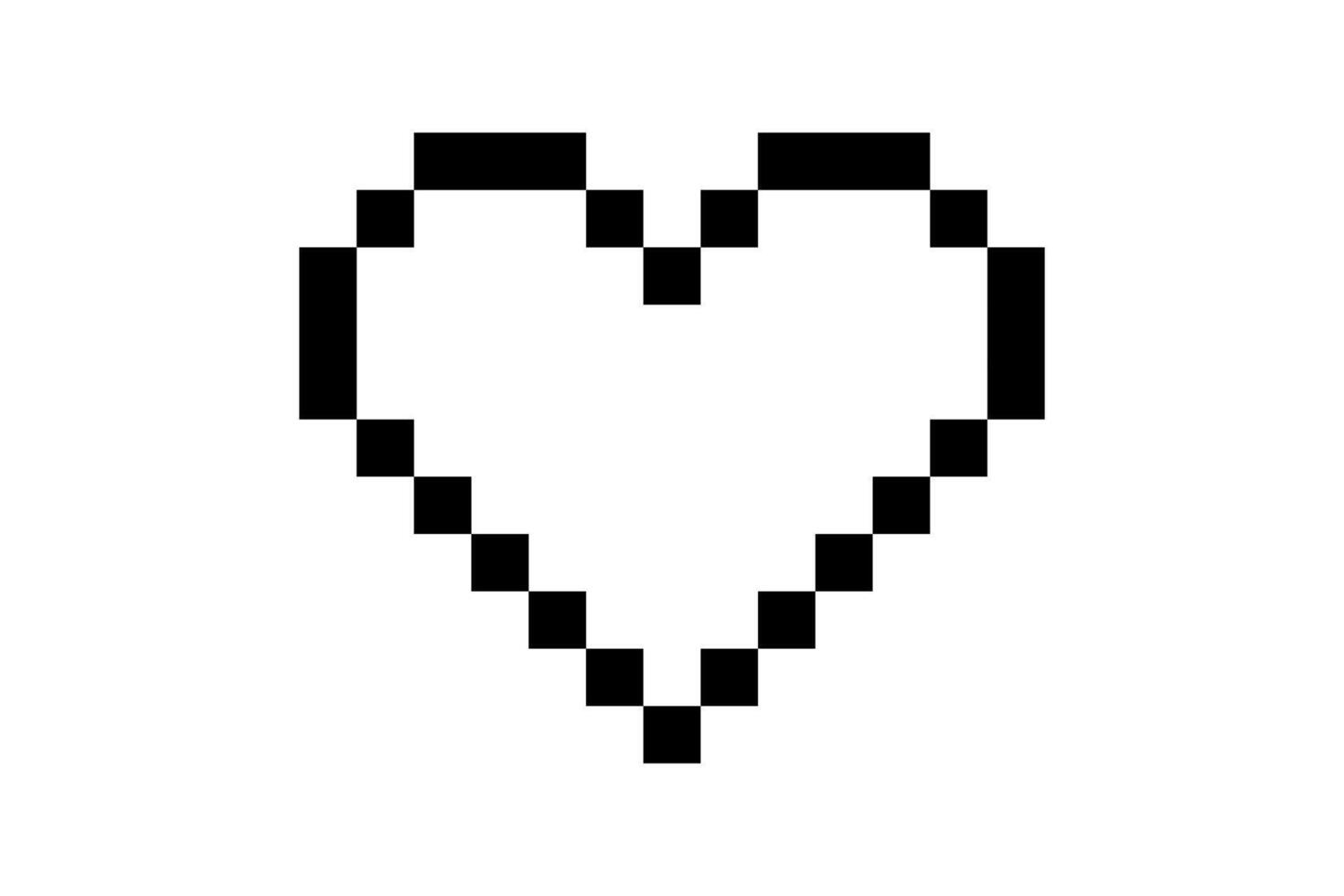 pixel elemento nel 8 bit stile isolato su bianca sfondo. vuoto cuore sagomato icona, luminosa colori, vita pulsante nel un' computer gioco, vita è Sopra. vettore