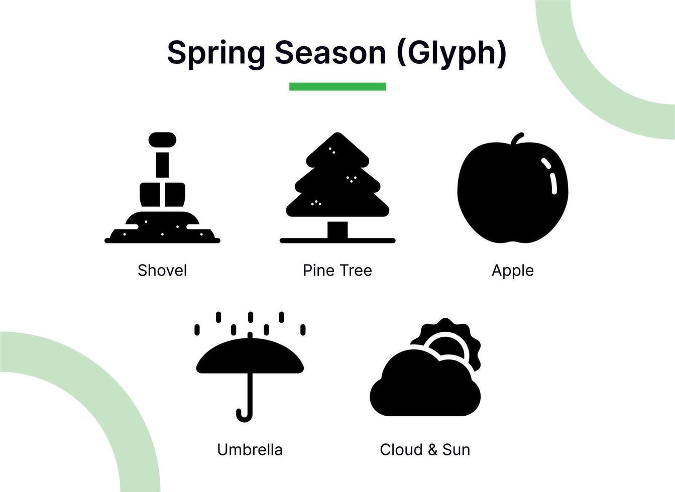 primavera stagione icona impostato nel glifo stile adatto per ragnatela e App icone, presentazioni, manifesti, eccetera. vettore