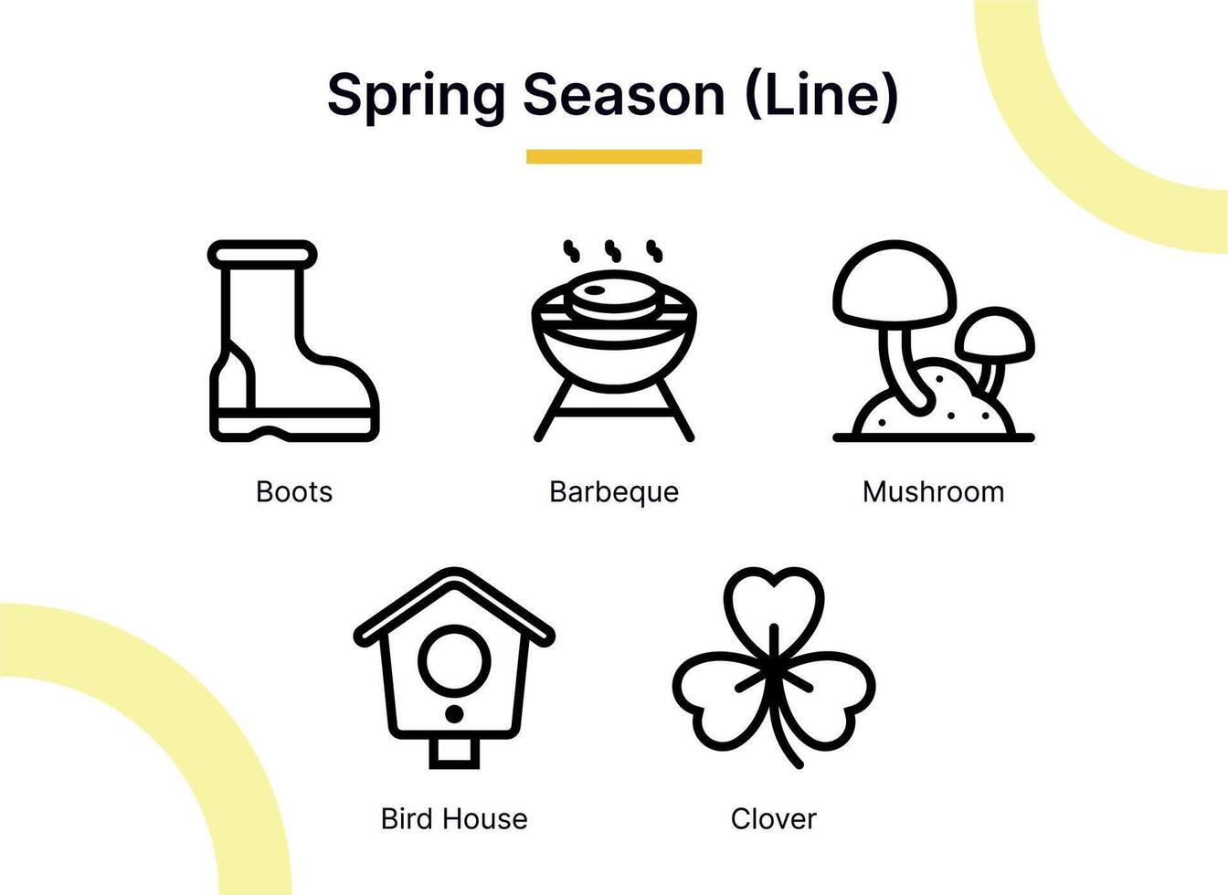 primavera stagione icona impostato nel linea stile adatto per ragnatela e App icone, presentazioni, manifesti, eccetera. vettore
