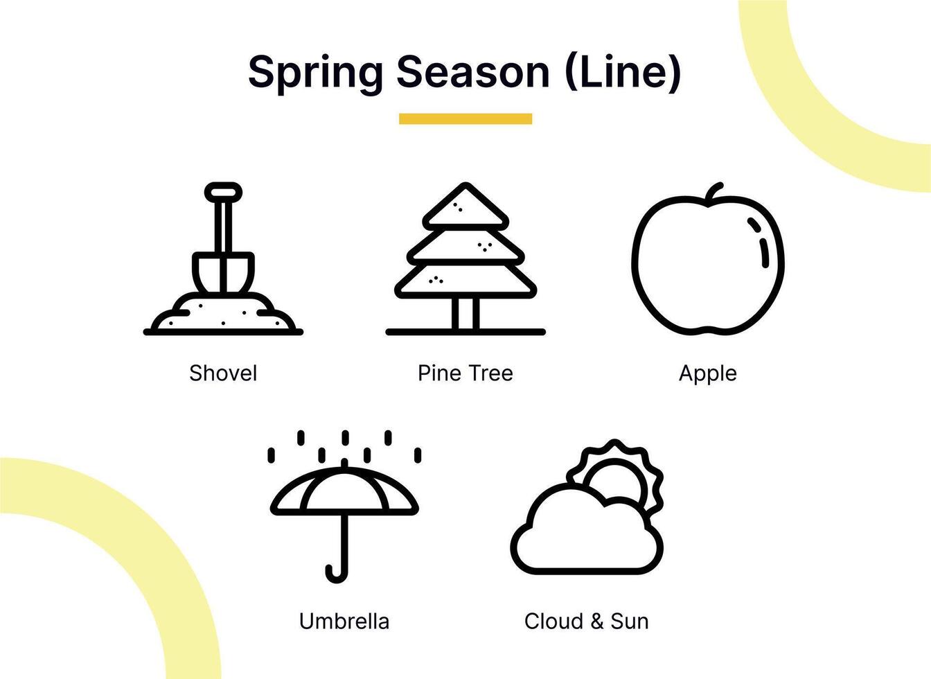 primavera stagione icona impostato nel linea stile adatto per ragnatela e App icone, presentazioni, manifesti, eccetera. vettore