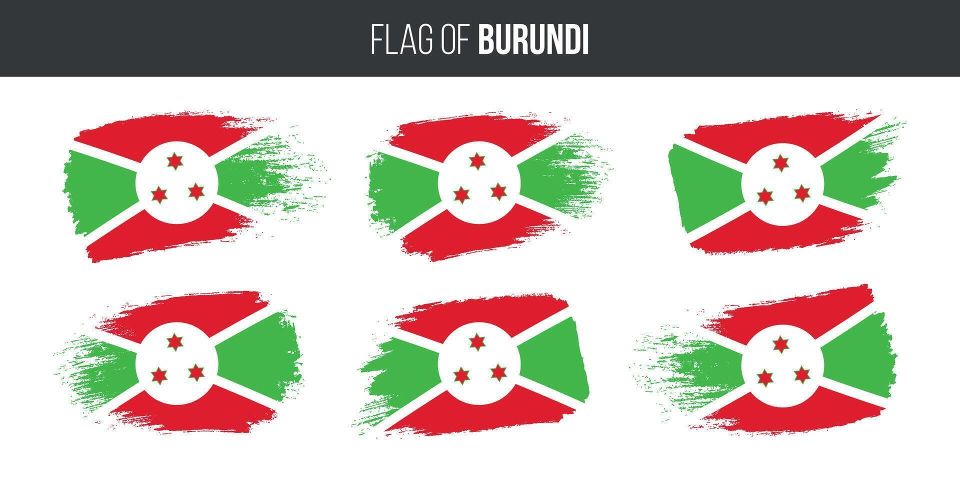 burundi bandiere impostato spazzola ictus grunge vettore illustrazione bandiera di burundi isolato su bianca