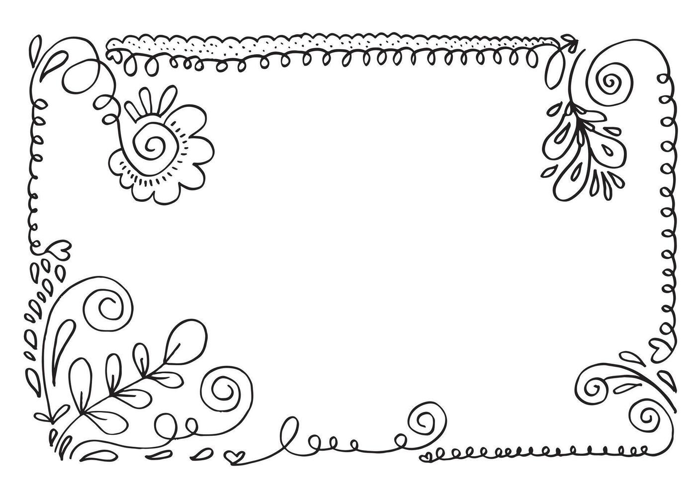 set di bordo, pennello, cornice in stile doodle.illustrazione vettoriale. vettore