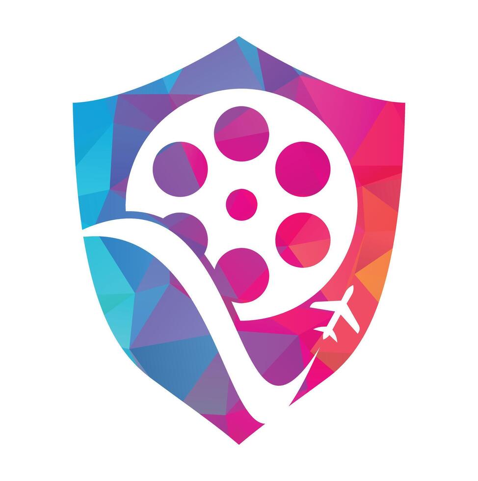 viaggio film logo design vettore icona.