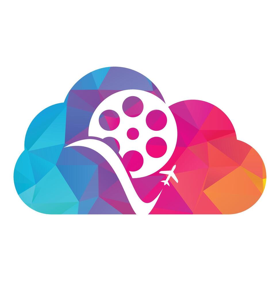 viaggio film nube forma concetto logo design vettore icona.