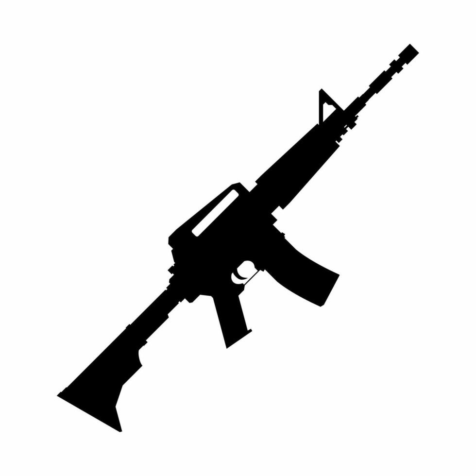 assalto fucile silhouette icona vettore. fucile pistola silhouette per icona, simbolo o cartello. fucile icona vettore per arma, militare, esercito, arsenale o guerra