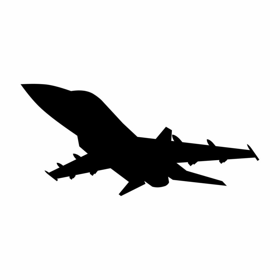 combattente Jet silhouette icona vettore. combattente aereo silhouette per icona, simbolo o cartello. combattente Jet icona per militare, guerra, conflitto e aria sciopero vettore