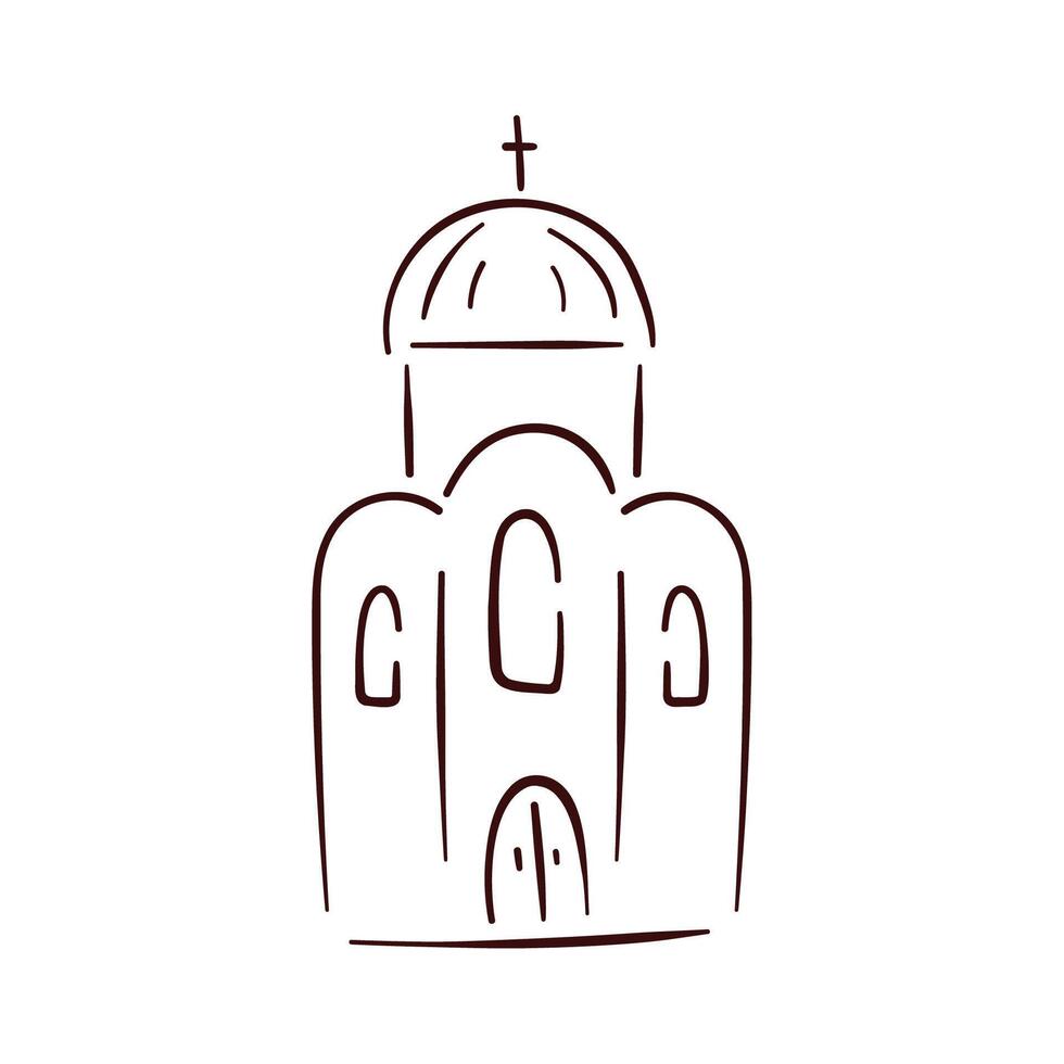 Chiesa simbolo nel linea arte stile. mano disegnato vettore illustrazione isolato su un' bianca sfondo.