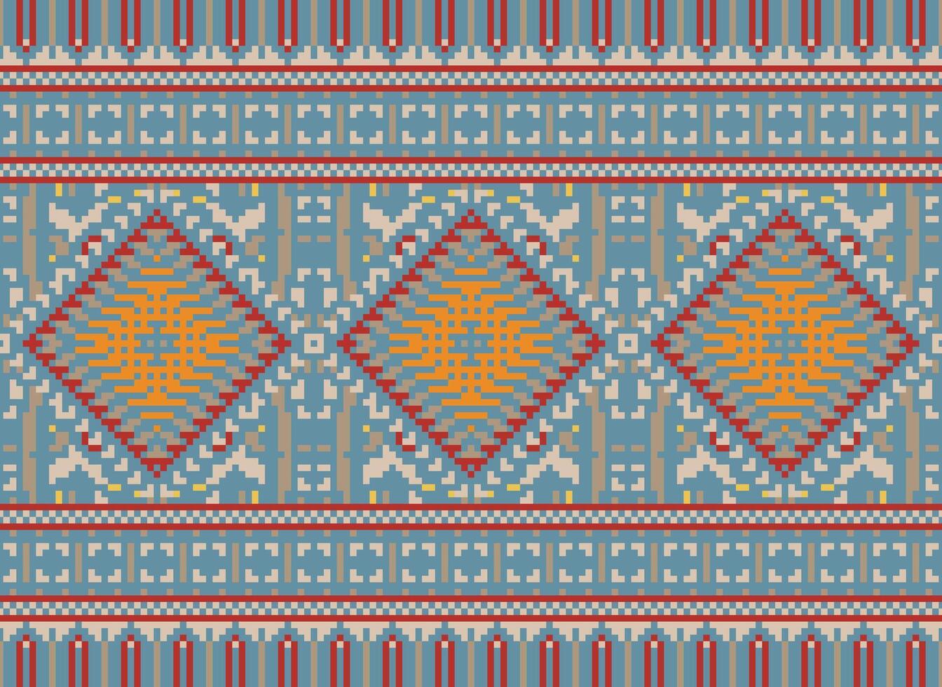 pixel attraversare punto tradizionale etnico modello paisley fiore ikat sfondo astratto azteco africano indonesiano indiano senza soluzione di continuità modello per tessuto Stampa stoffa vestito tappeto le tende e sarong vettore