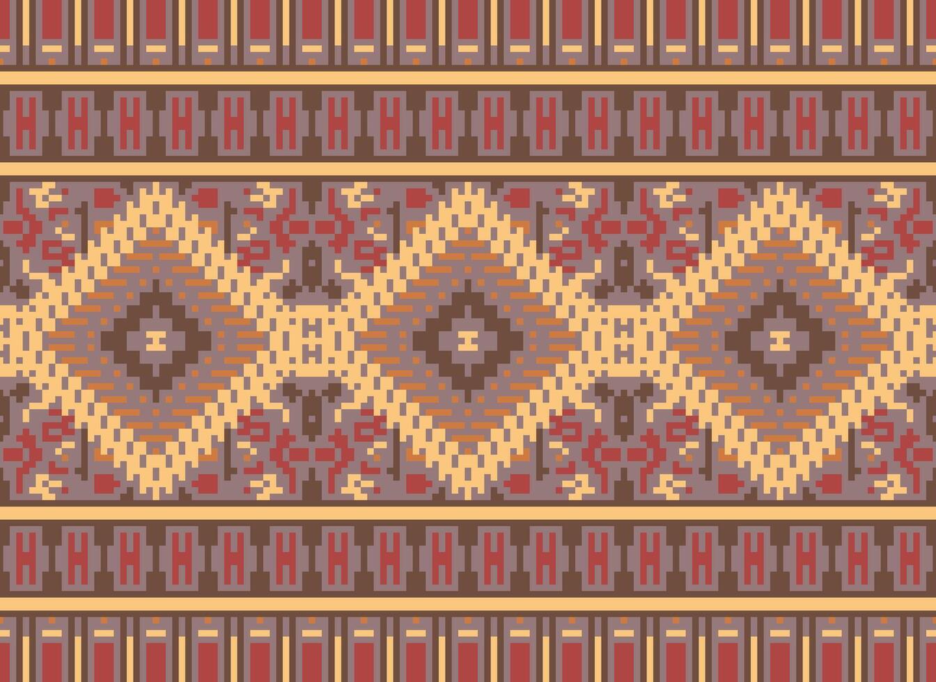 pixel attraversare punto tradizionale etnico modello paisley fiore ikat sfondo astratto azteco africano indonesiano indiano senza soluzione di continuità modello per tessuto Stampa stoffa vestito tappeto le tende e sarong vettore