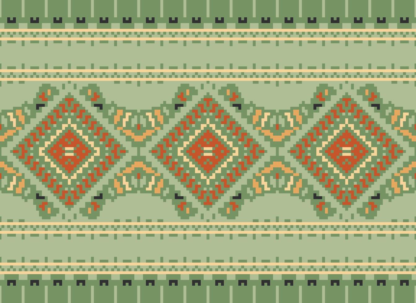 pixel attraversare punto tradizionale etnico modello paisley fiore ikat sfondo astratto azteco africano indonesiano indiano senza soluzione di continuità modello per tessuto Stampa stoffa vestito tappeto le tende e sarong vettore