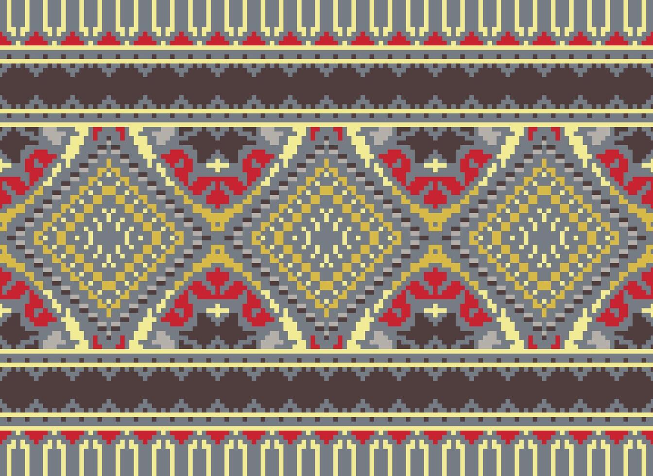 pixel attraversare punto tradizionale etnico modello paisley fiore ikat sfondo astratto azteco africano indonesiano indiano senza soluzione di continuità modello per tessuto Stampa stoffa vestito tappeto le tende e sarong vettore