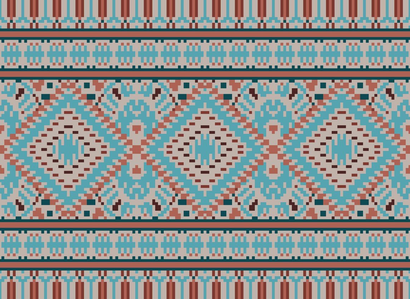 pixel attraversare punto tradizionale etnico modello paisley fiore ikat sfondo astratto azteco africano indonesiano indiano senza soluzione di continuità modello per tessuto Stampa stoffa vestito tappeto le tende e sarong vettore