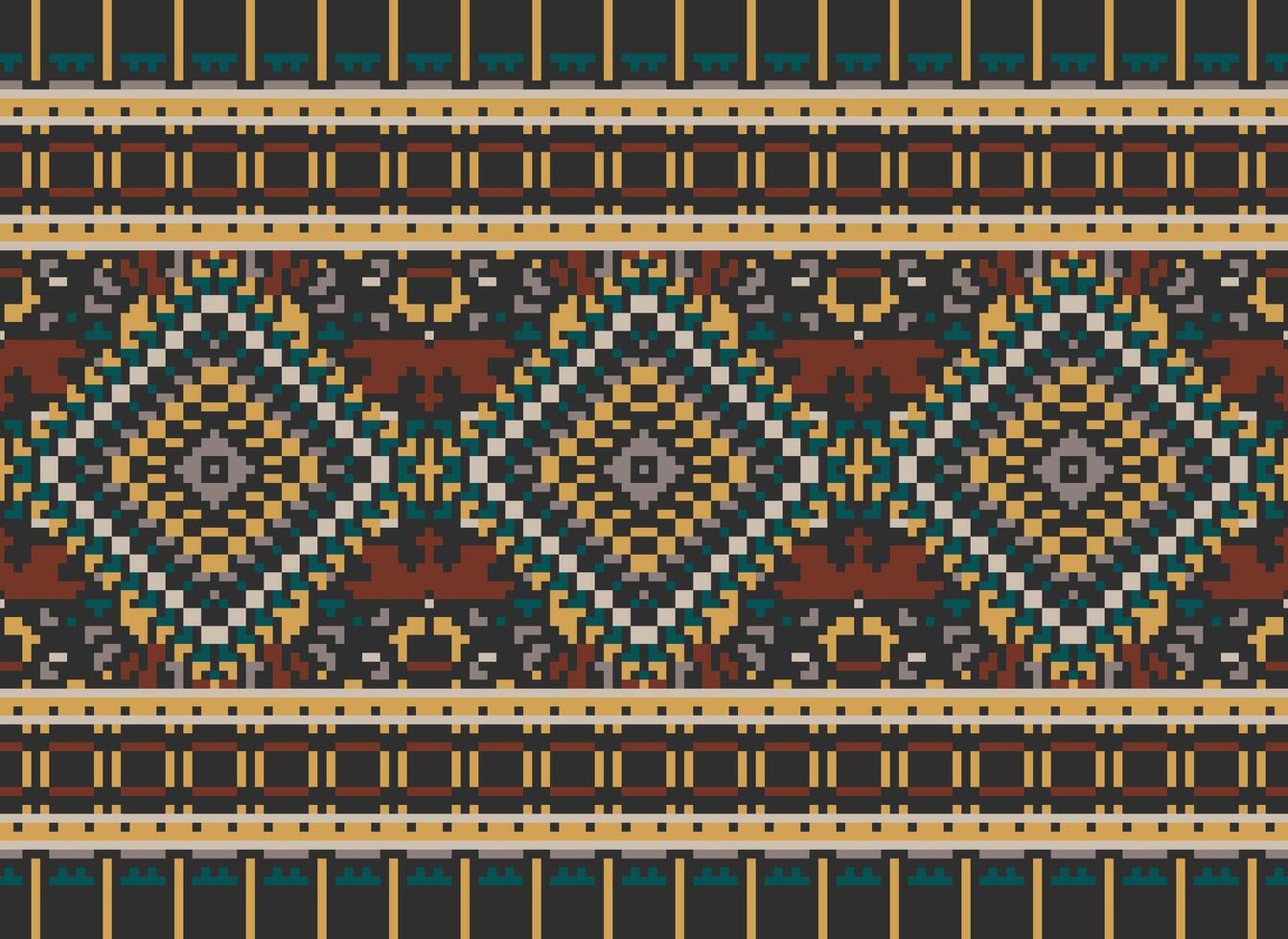 pixel attraversare punto tradizionale etnico modello paisley fiore ikat sfondo astratto azteco africano indonesiano indiano senza soluzione di continuità modello per tessuto Stampa stoffa vestito tappeto le tende e sarong vettore