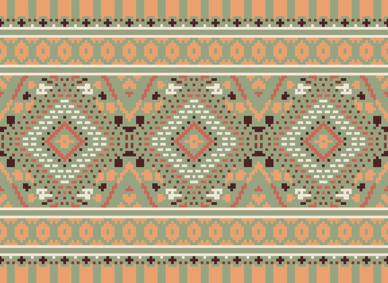 pixel attraversare punto tradizionale etnico modello paisley fiore ikat sfondo astratto azteco africano indonesiano indiano senza soluzione di continuità modello per tessuto Stampa stoffa vestito tappeto le tende e sarong vettore