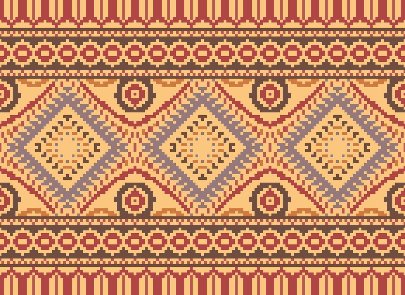 pixel attraversare punto tradizionale etnico modello paisley fiore ikat sfondo astratto azteco africano indonesiano indiano senza soluzione di continuità modello per tessuto Stampa stoffa vestito tappeto le tende e sarong vettore