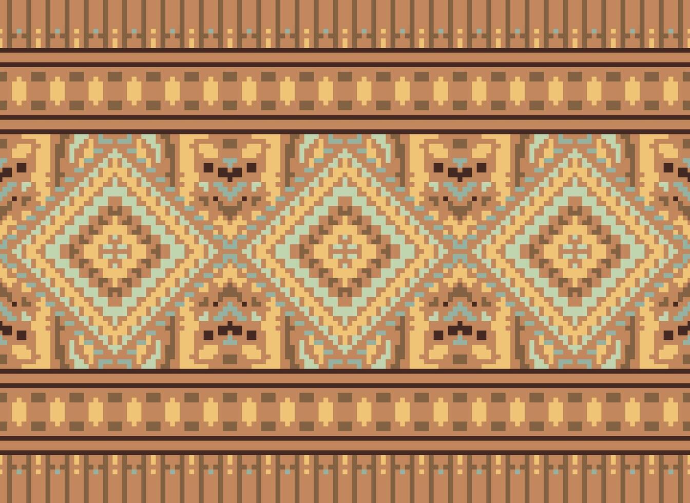 pixel attraversare punto tradizionale etnico modello paisley fiore ikat sfondo astratto azteco africano indonesiano indiano senza soluzione di continuità modello per tessuto Stampa stoffa vestito tappeto le tende e sarong vettore