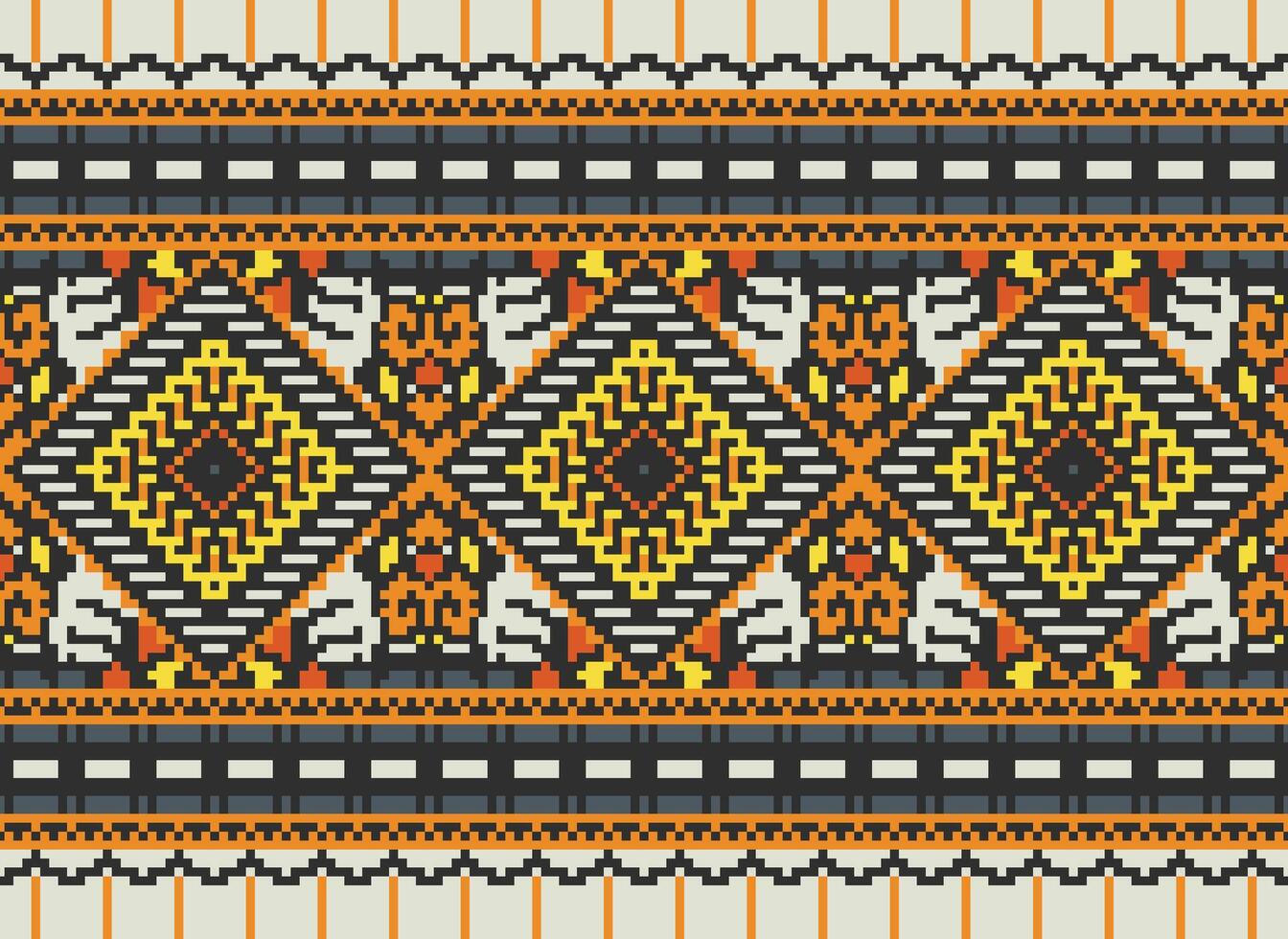 pixel attraversare punto tradizionale etnico modello paisley fiore ikat sfondo astratto azteco africano indonesiano indiano senza soluzione di continuità modello per tessuto Stampa stoffa vestito tappeto le tende e sarong vettore