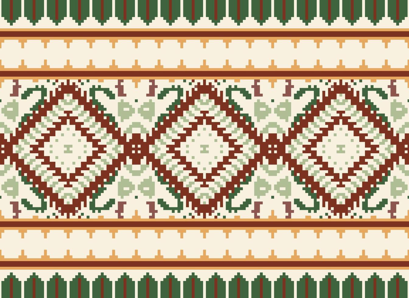 pixel attraversare punto tradizionale etnico modello paisley fiore ikat sfondo astratto azteco africano indonesiano indiano senza soluzione di continuità modello per tessuto Stampa stoffa vestito tappeto le tende e sarong vettore