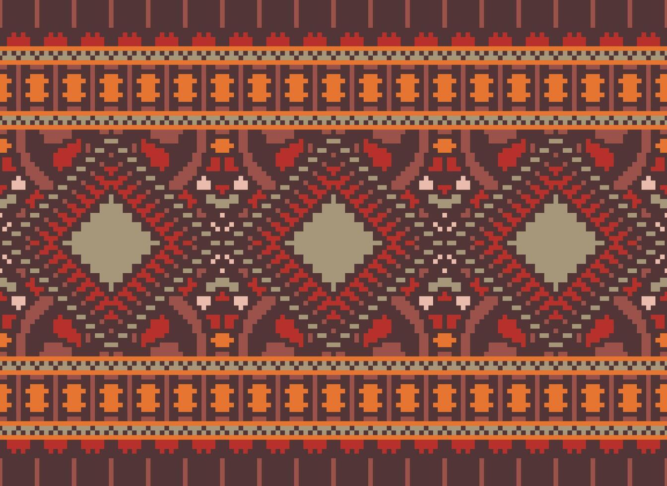 pixel attraversare punto tradizionale etnico modello paisley fiore ikat sfondo astratto azteco africano indonesiano indiano senza soluzione di continuità modello per tessuto Stampa stoffa vestito tappeto le tende e sarong vettore