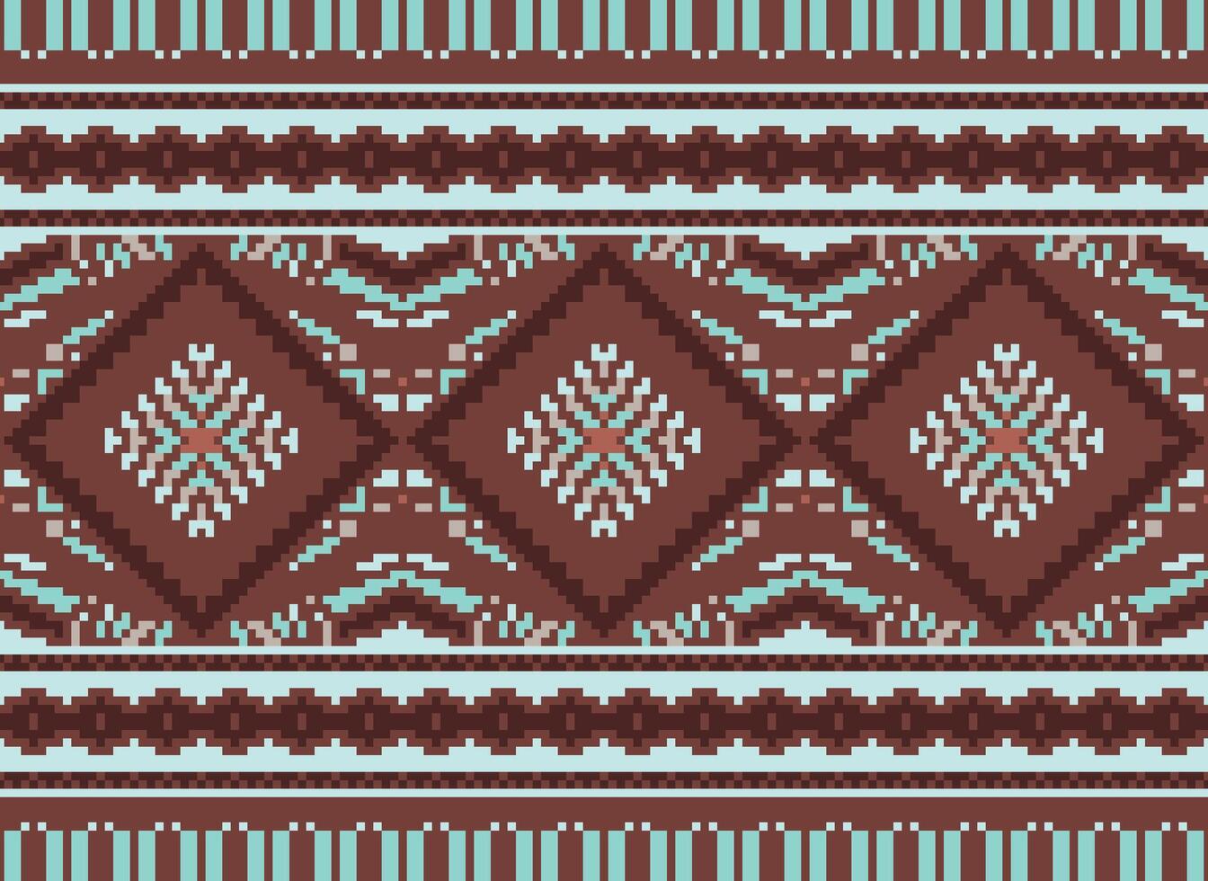 pixel attraversare punto tradizionale etnico modello paisley fiore ikat sfondo astratto azteco africano indonesiano indiano senza soluzione di continuità modello per tessuto Stampa stoffa vestito tappeto le tende e sarong vettore