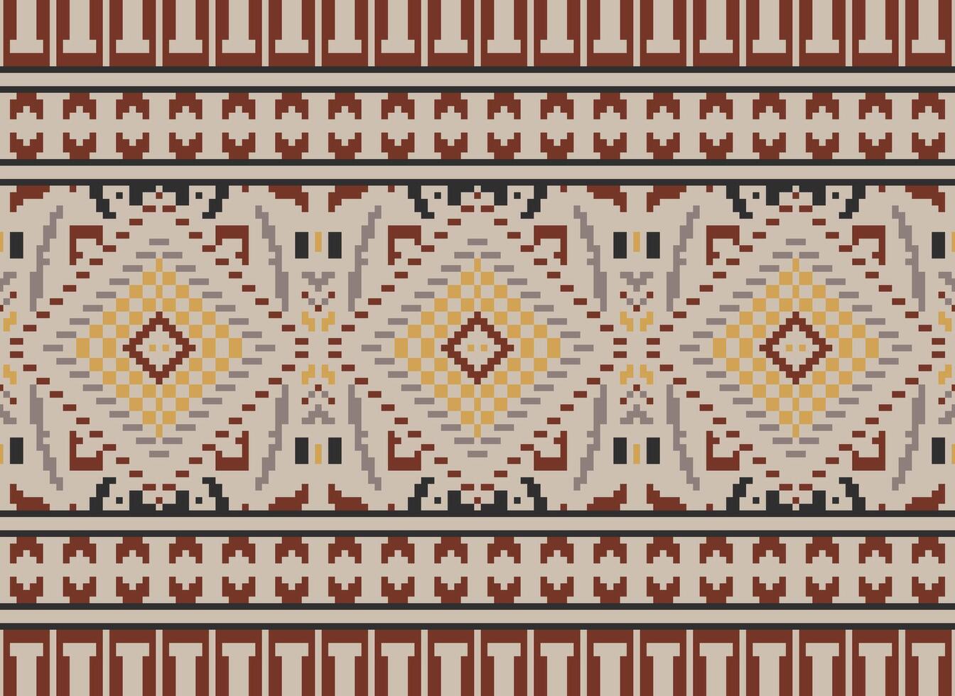 pixel attraversare punto tradizionale etnico modello paisley fiore ikat sfondo astratto azteco africano indonesiano indiano senza soluzione di continuità modello per tessuto Stampa stoffa vestito tappeto le tende e sarong vettore