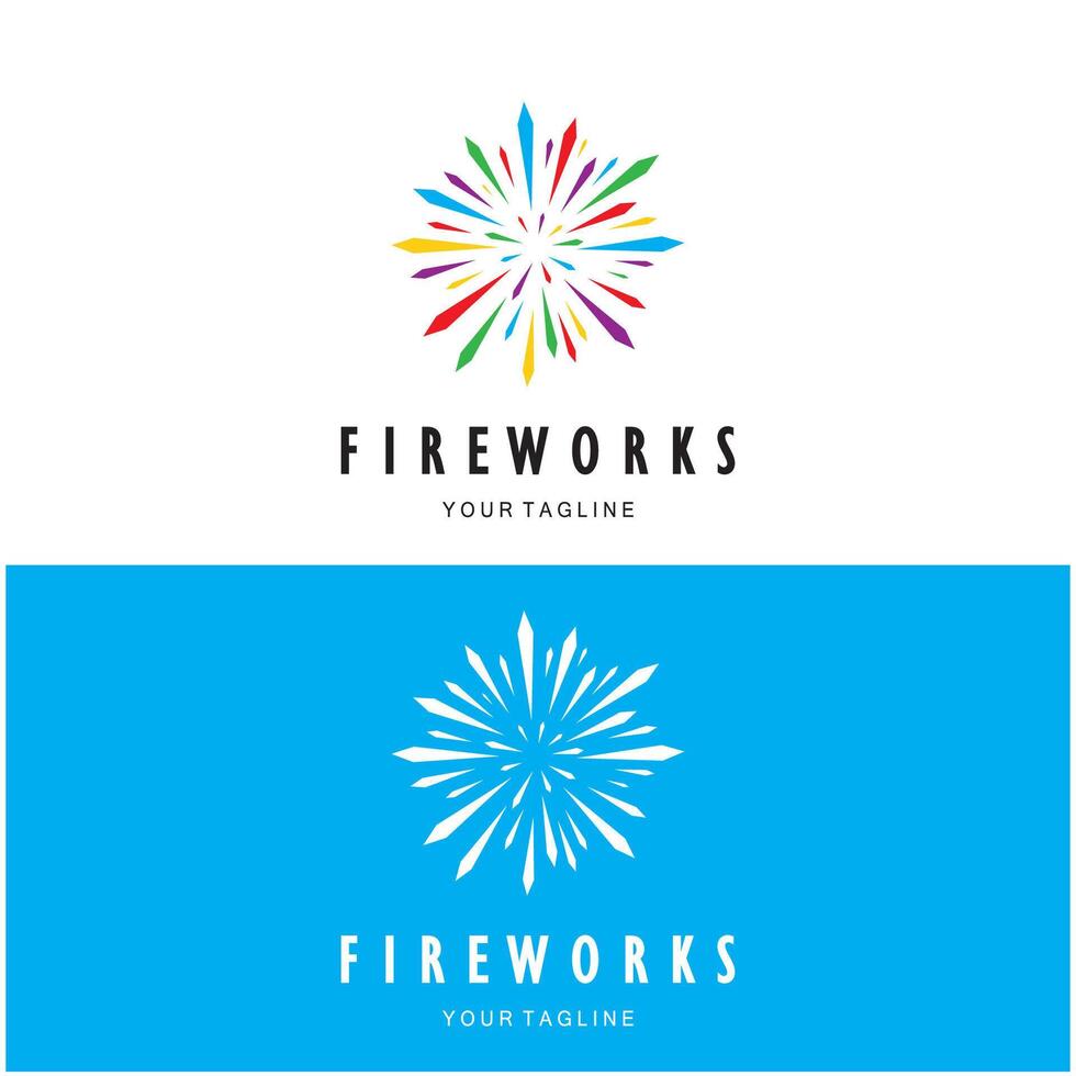 fuochi d'artificio logo design con creativo colorato scintille nel moderno style.logo per affari,marca,celebrazione,fuochi d'artificio,petardi vettore