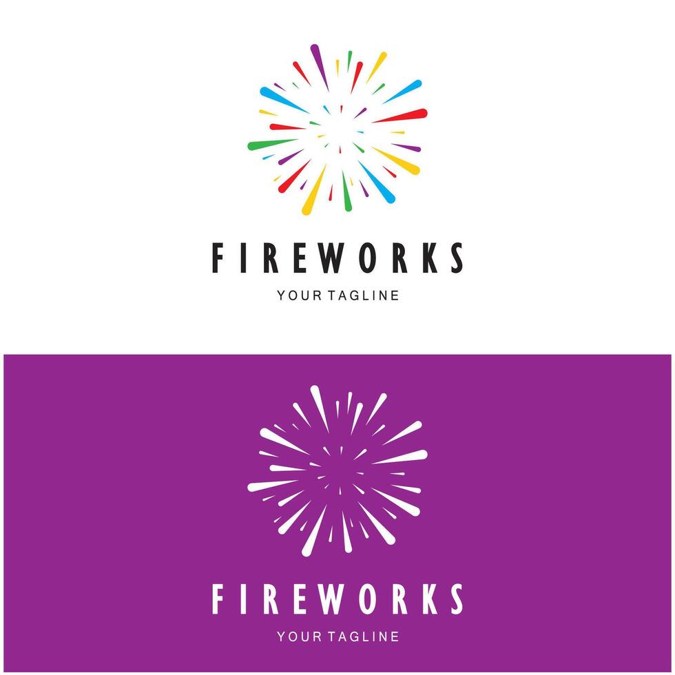 fuochi d'artificio logo design con creativo colorato scintille nel moderno style.logo per affari,marca,celebrazione,fuochi d'artificio,petardi vettore