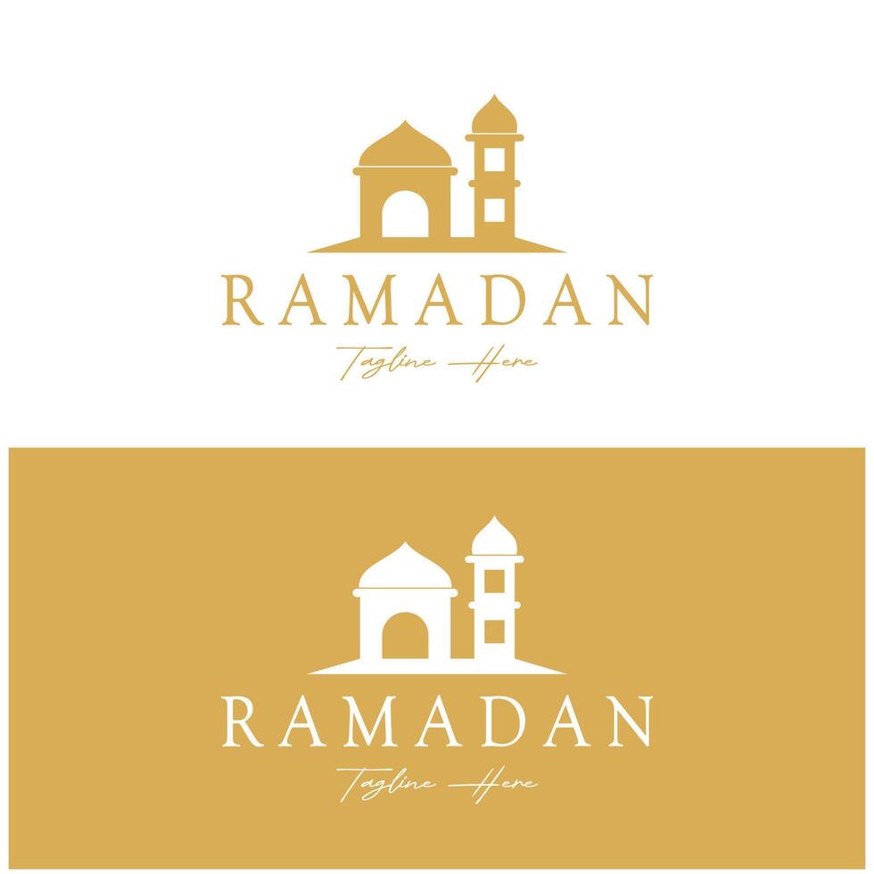 Ramadan mubarak logo con lanterna elementi, mezzaluna Luna e stella moschea costruzione, islamico calligrafia modello, per attività commerciale, architettura, musulmani, eid, eid carte, islamico formazione scolastica vettore