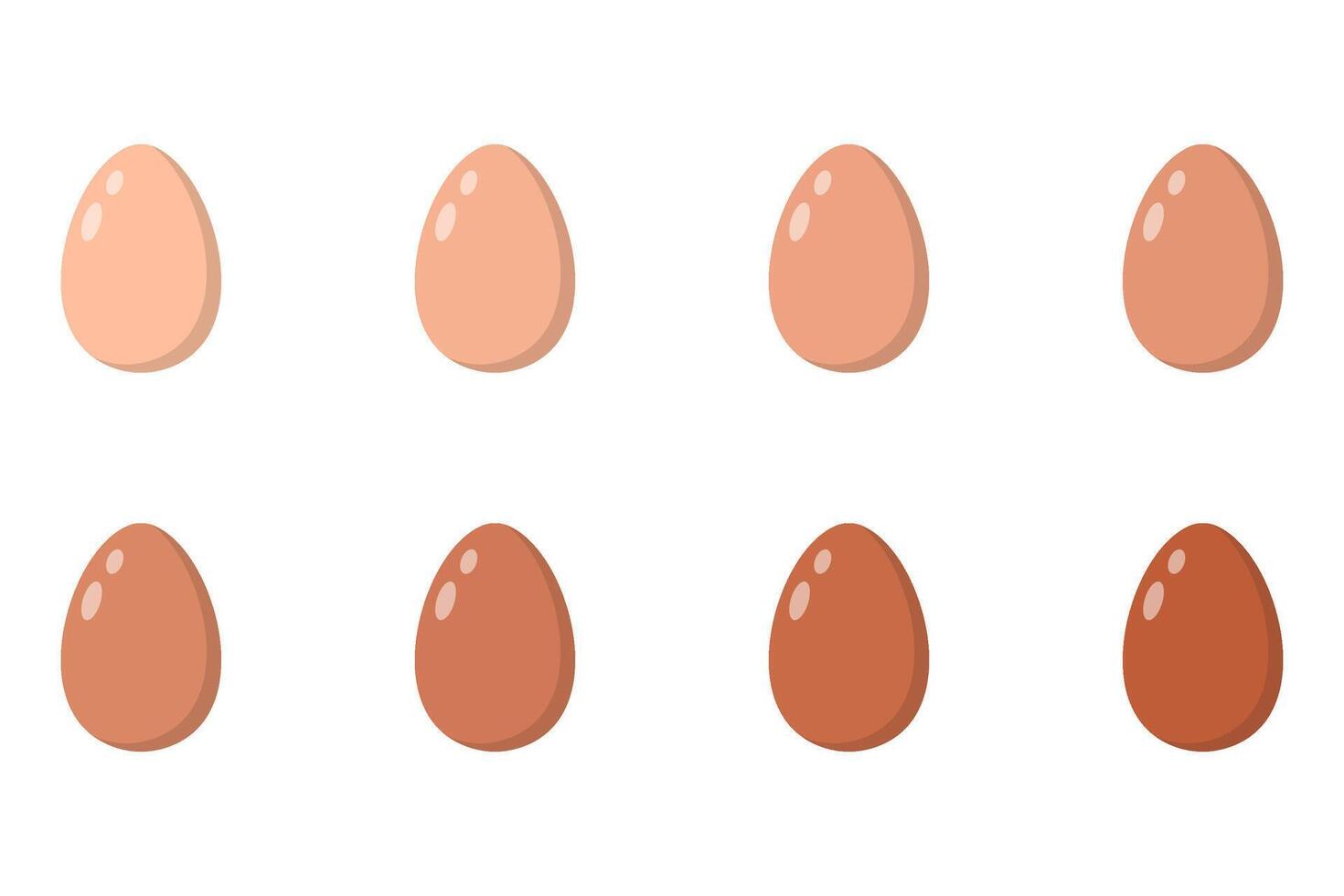impostato di uova , buio e leggero Marrone pollo uova cartone animato vettore