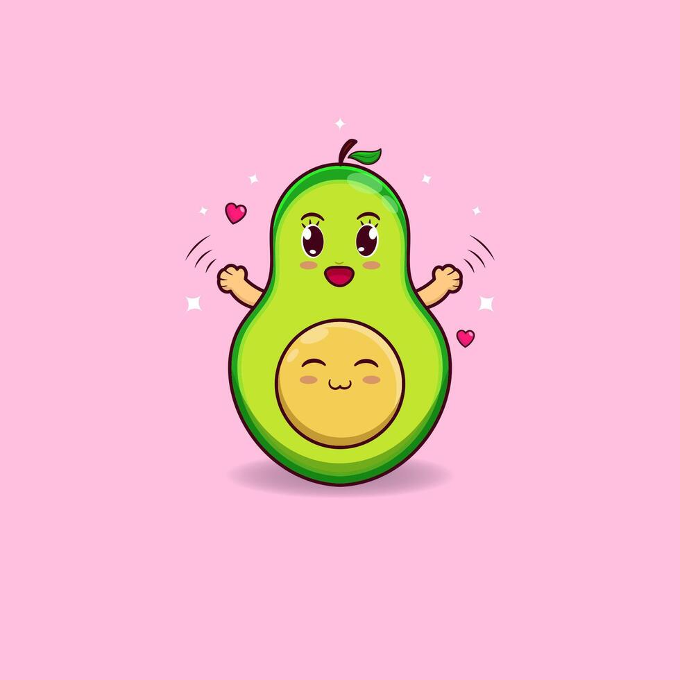 gratuito vettore avocado cartone animato contento espressione