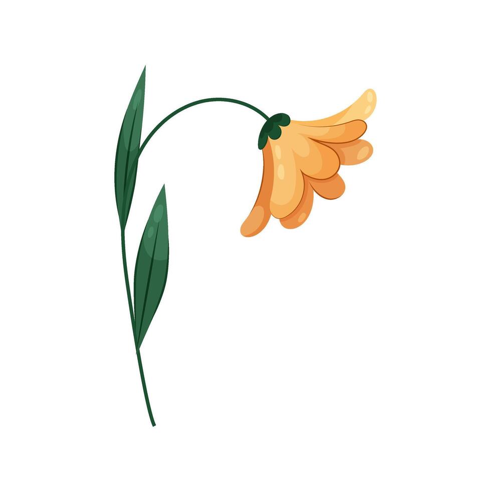 giallo fiore. vettore illustrazione di cartone animato fiore nel piatto stile su bianca sfondo.