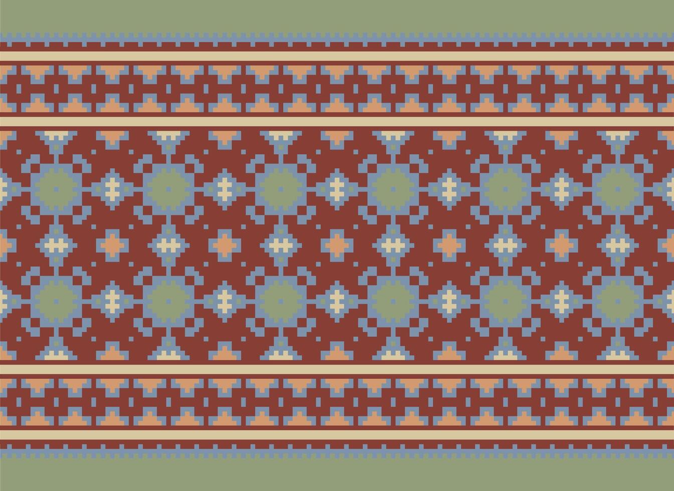 pixel attraversare punto tradizionale etnico modello paisley fiore ikat sfondo astratto azteco africano indonesiano indiano senza soluzione di continuità modello per tessuto Stampa stoffa vestito tappeto le tende e sarong vettore