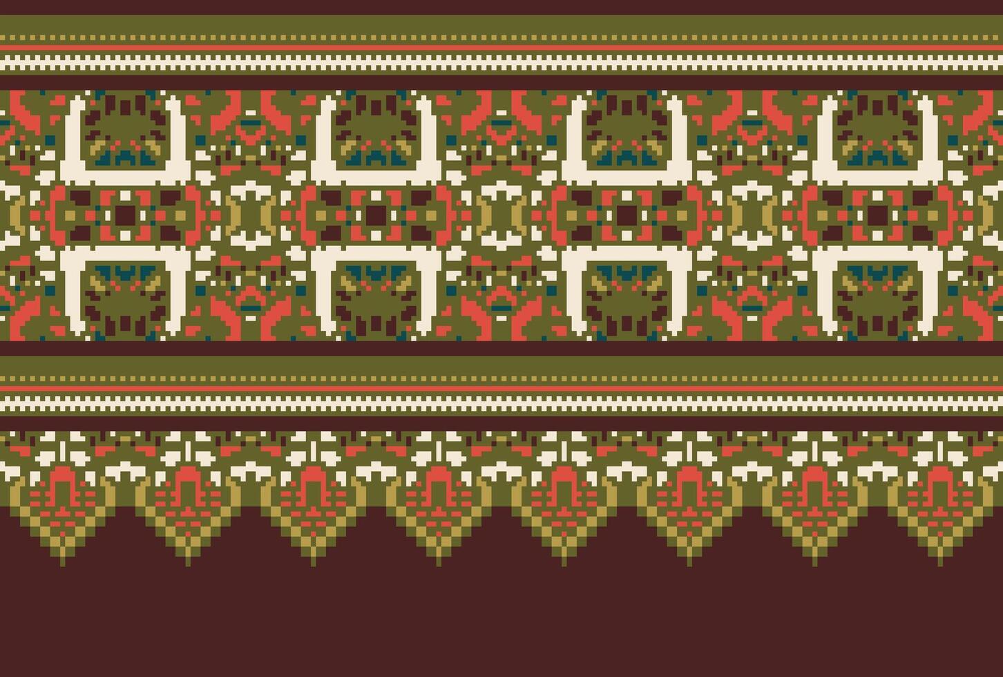 pixel attraversare punto tradizionale etnico modello paisley fiore ikat sfondo astratto azteco africano indonesiano indiano senza soluzione di continuità modello per tessuto Stampa stoffa vestito tappeto le tende e sarong vettore