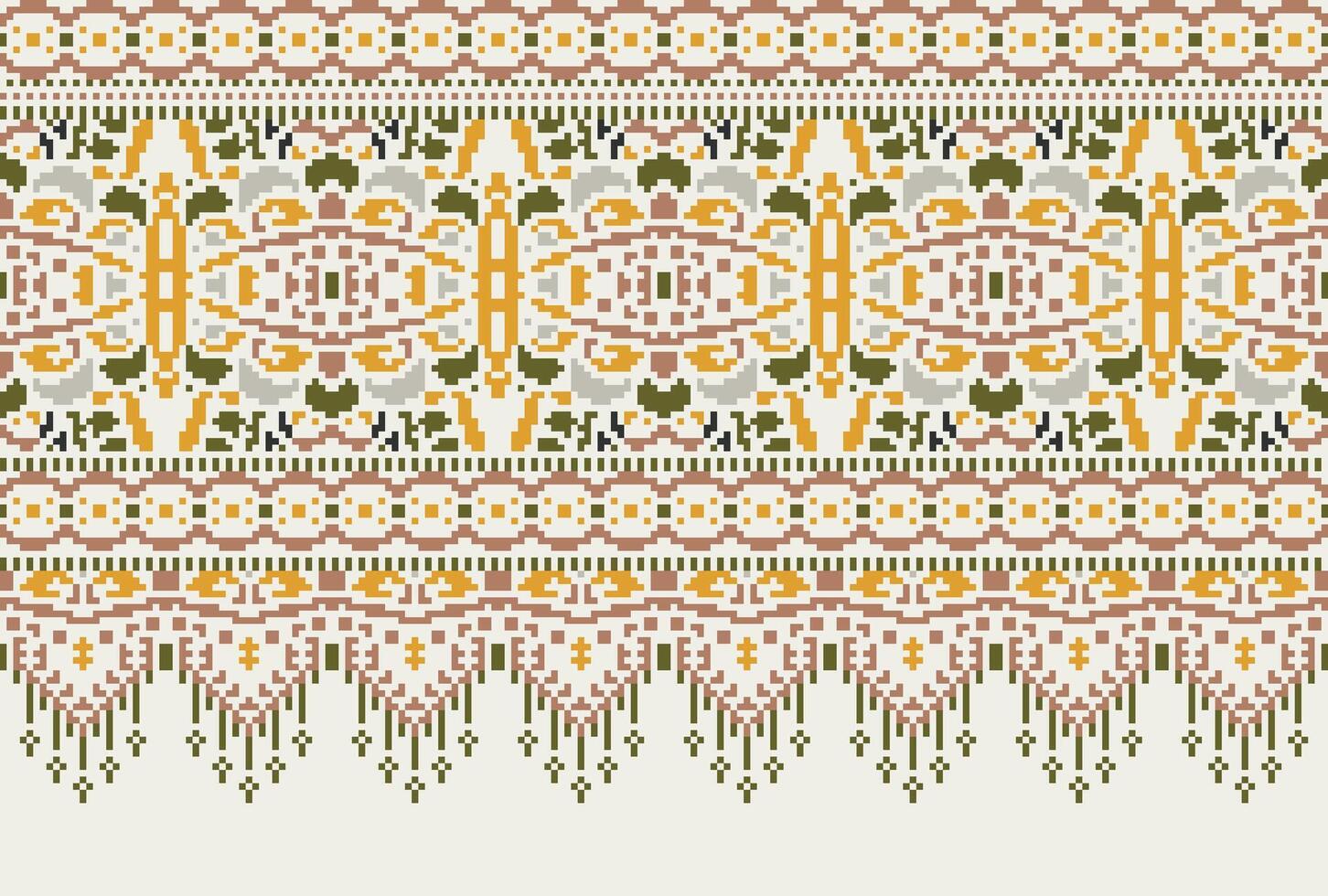 pixel attraversare punto tradizionale etnico modello paisley fiore ikat sfondo astratto azteco africano indonesiano indiano senza soluzione di continuità modello per tessuto Stampa stoffa vestito tappeto le tende e sarong vettore